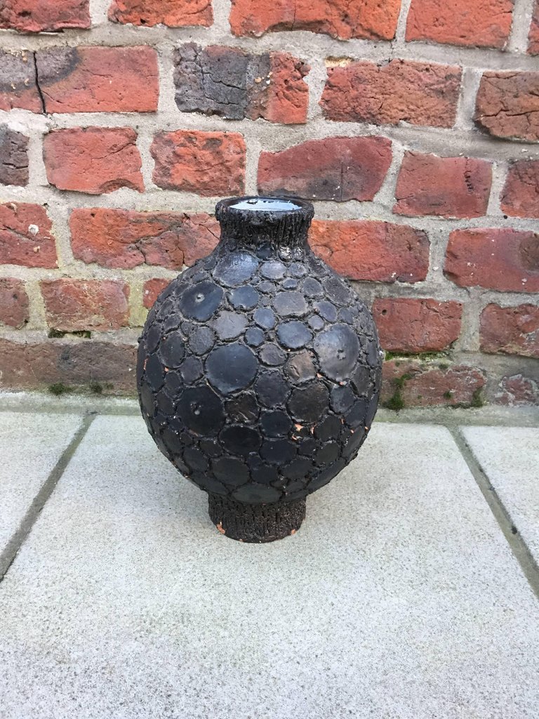 Perignem , Vase "japonisant" En Céramique, Belgique circa 1950/1960 -photo-3