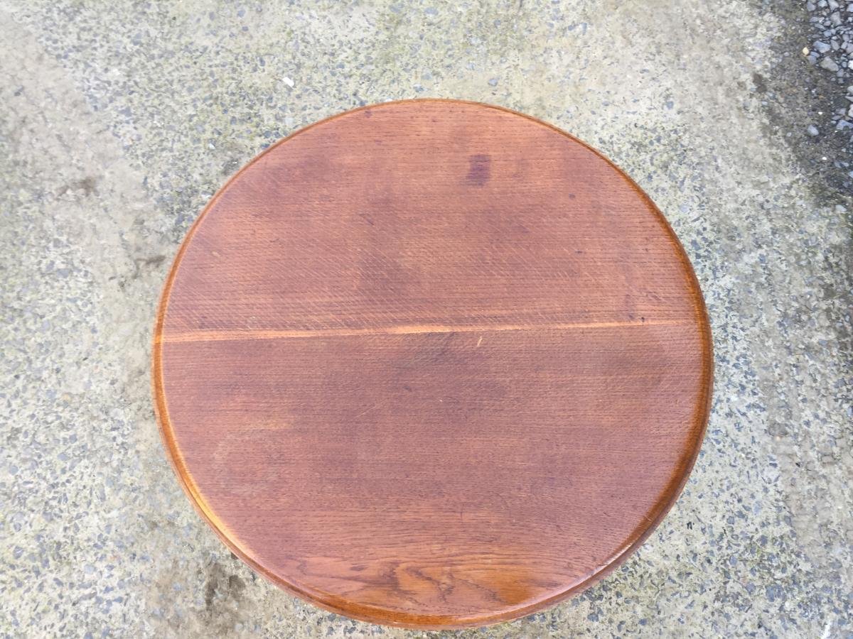 Charles Dudouyt, Art Deco Pedestal Table In Oak, Stamped, Circa 1940-photo-6