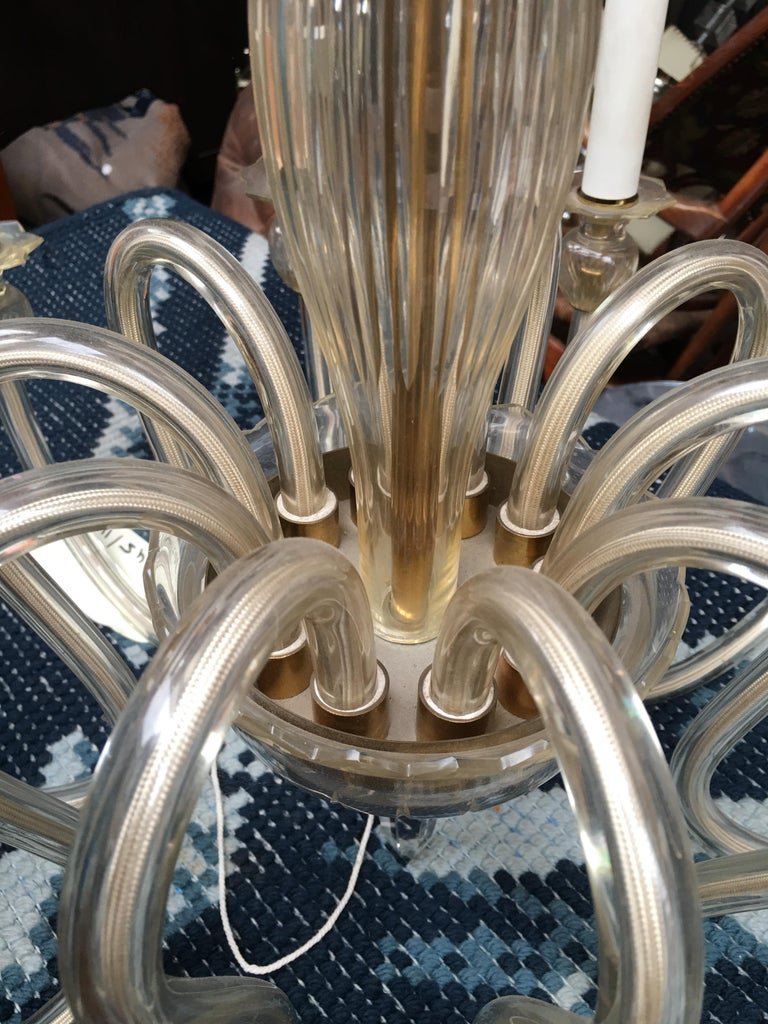 Large Glass Chandelier With 10 Branches Circa 1970-photo-3