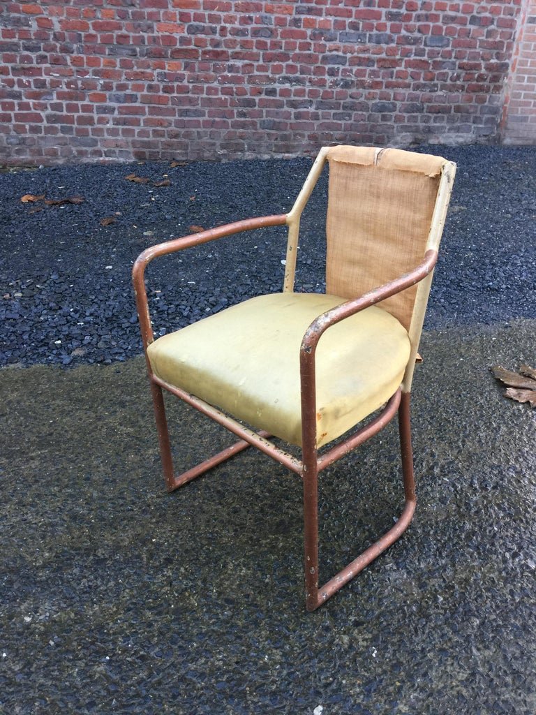 Art Deco Modernist Armchair In Painted Iron, To Restore, Circa 1920/1930-photo-2