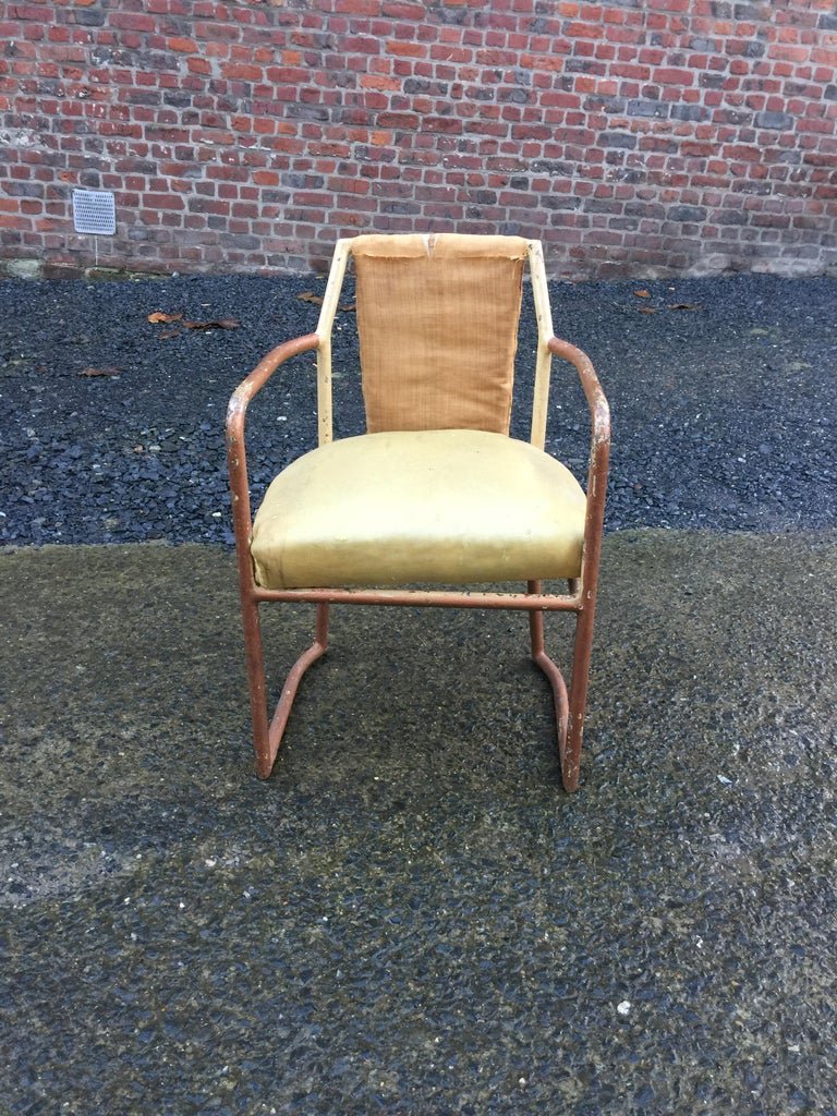 Art Deco Modernist Armchair In Painted Iron, To Restore, Circa 1920/1930-photo-3