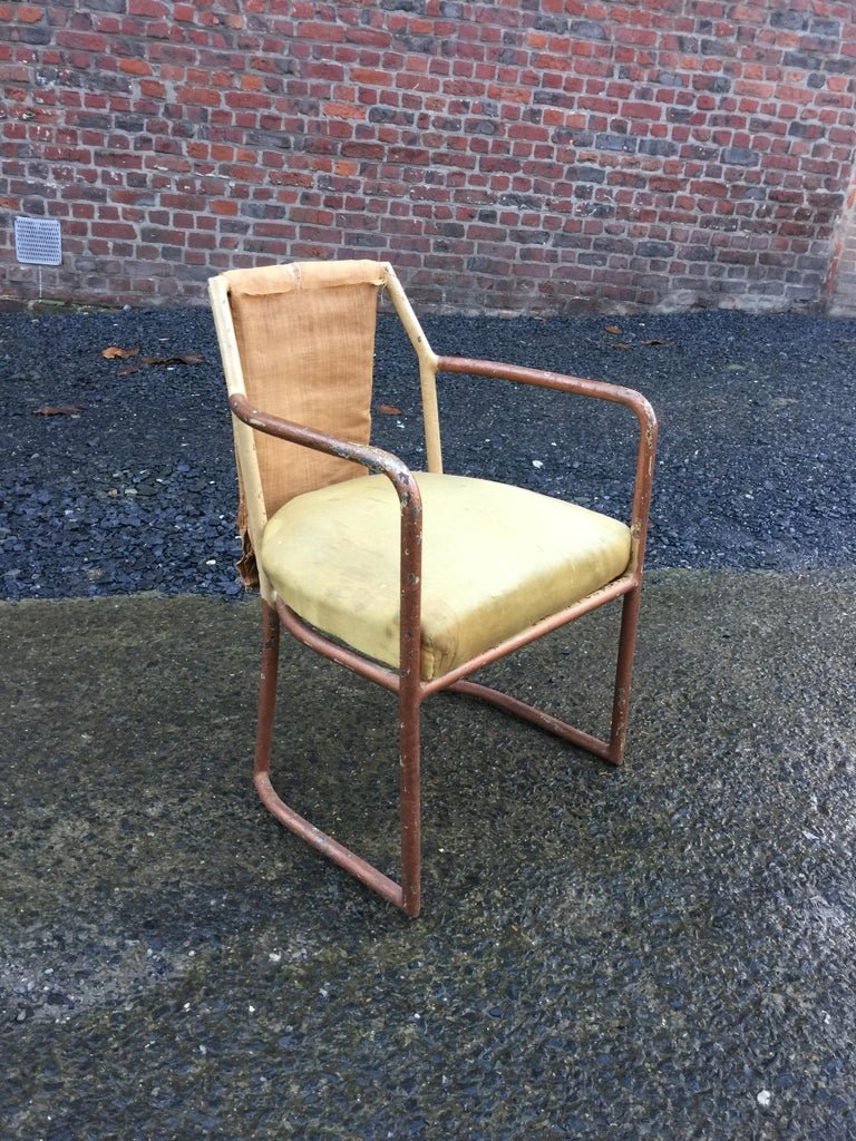 Art Deco Modernist Armchair In Painted Iron, To Restore, Circa 1920/1930-photo-4