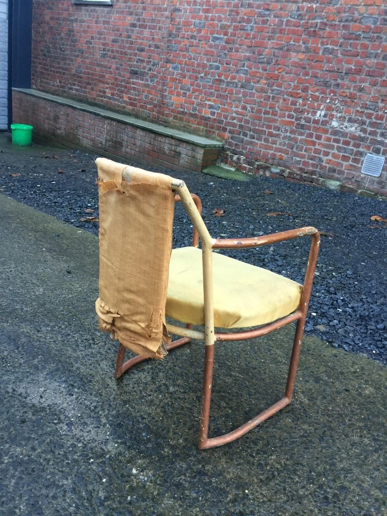 Art Deco Modernist Armchair In Painted Iron, To Restore, Circa 1920/1930-photo-2