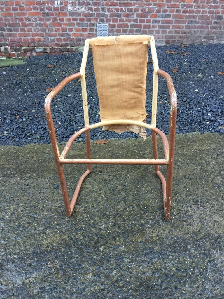 Art Deco Modernist Armchair In Painted Iron, To Restore, Circa 1920/1930-photo-4