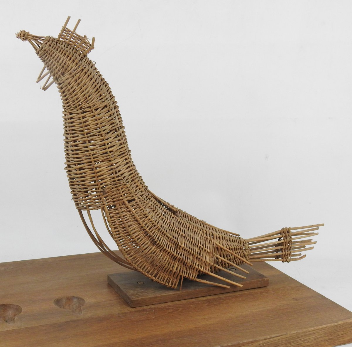 Les Artisans De Marolles,coquetier/sculpture, Chene Et Rotin, , Jean Touret, Circa 1950-photo-2