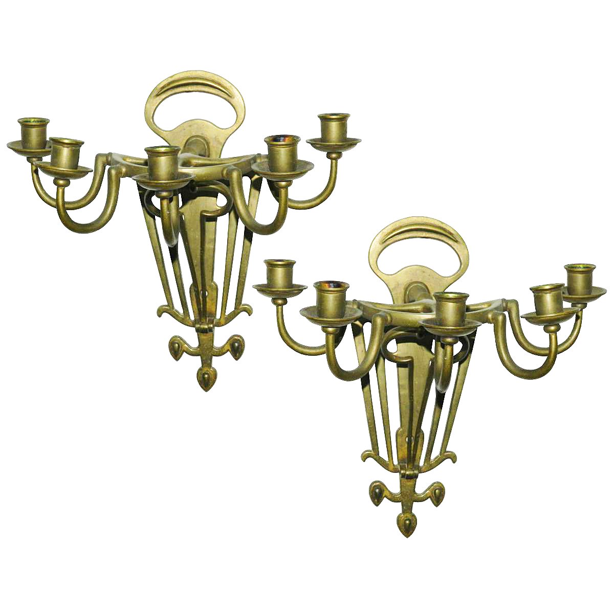 Rare Pair Of Jugenstil Wall Lights In Bronze End XIX All Debut XX Eme,