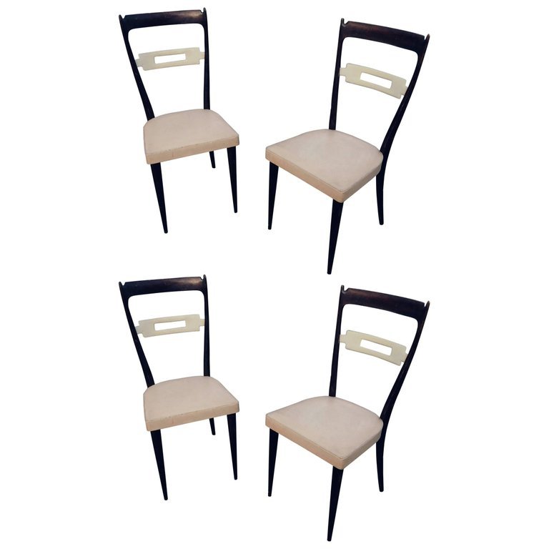 Suite De 4 Chaises Italie 1960, Edition Consorzio Sedie Friuli 