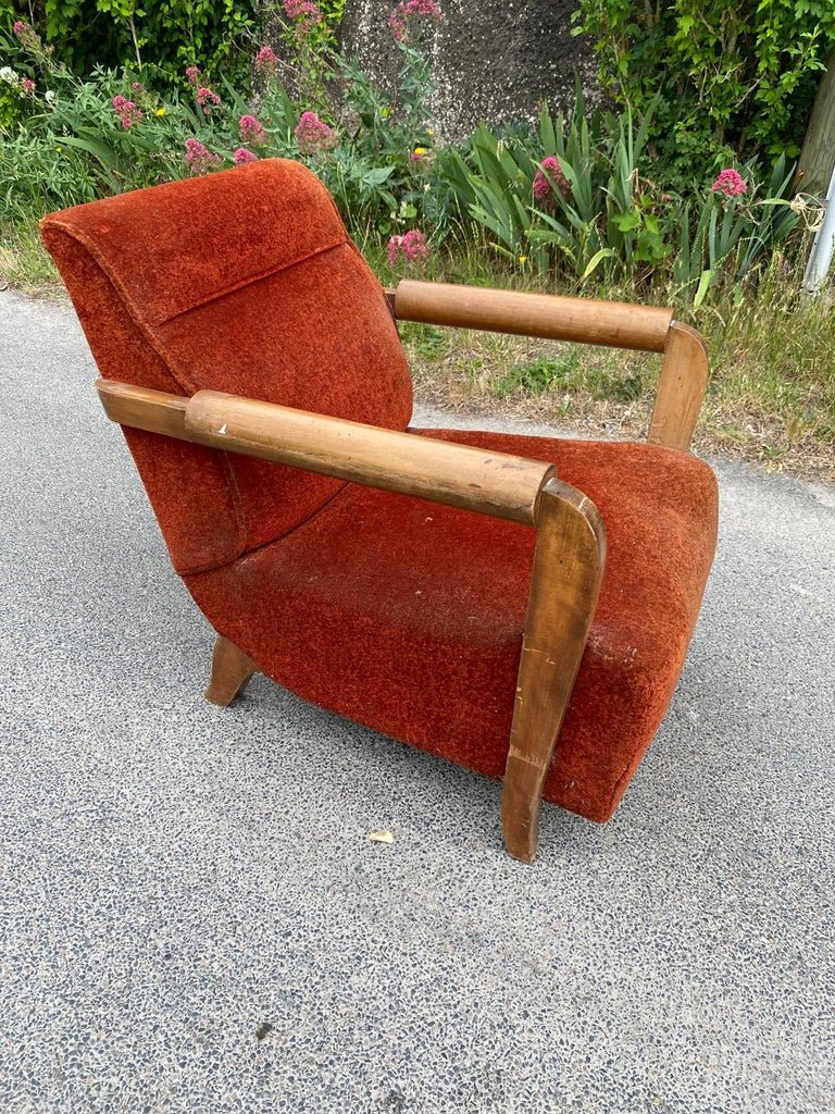 Large Art Deco Armchair In The Taste Of Dominique Circa 1930-photo-3