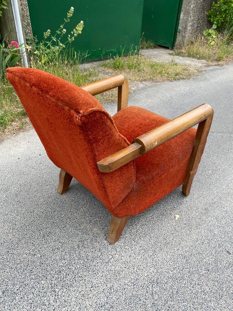 Large Art Deco Armchair In The Taste Of Dominique Circa 1930-photo-4