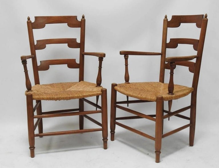 Pair Of Neo Rustic Armchairs In Cherry Circa 1950-photo-2