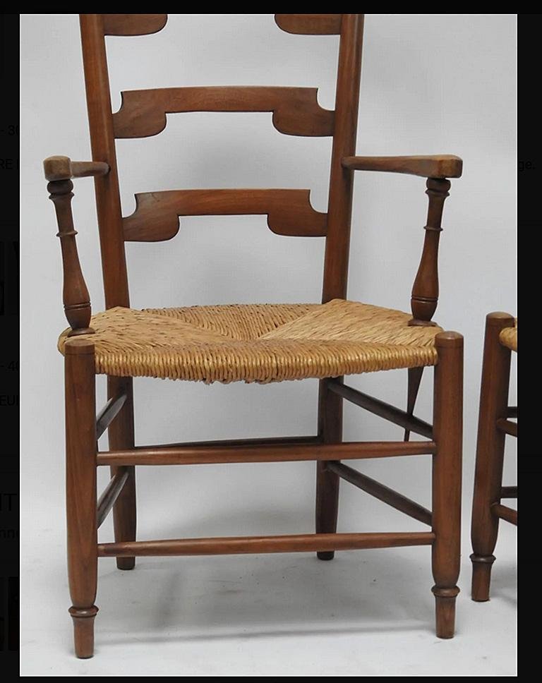 Pair Of Neo Rustic Armchairs In Cherry Circa 1950-photo-4