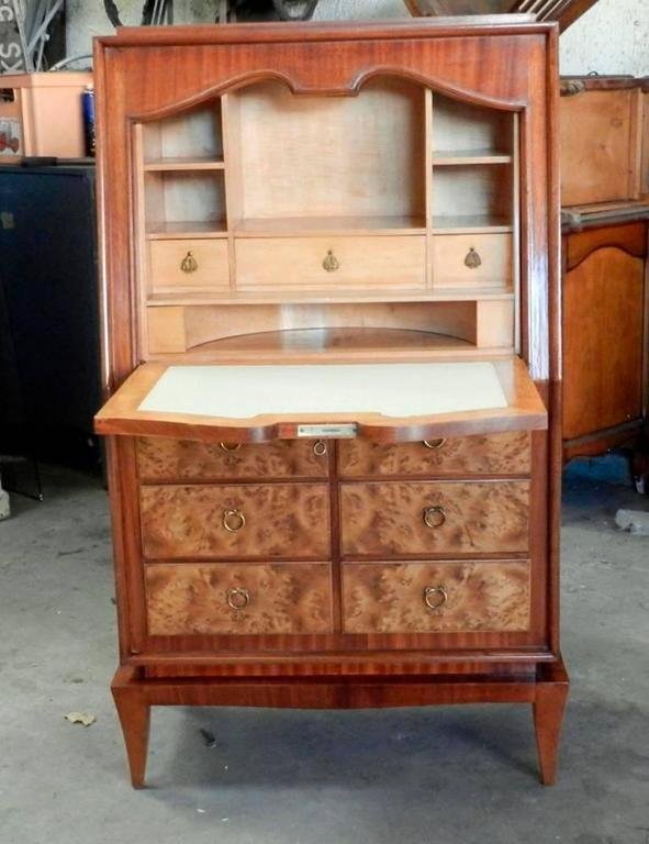 "rene Drouet (attributed To) Secretary Art Deco Period, Mahogany And Thuja Burl Circa 1930-photo-4