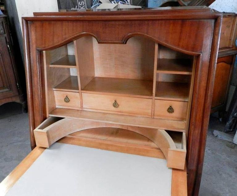 "rene Drouet (attributed To) Secretary Art Deco Period, Mahogany And Thuja Burl Circa 1930-photo-1