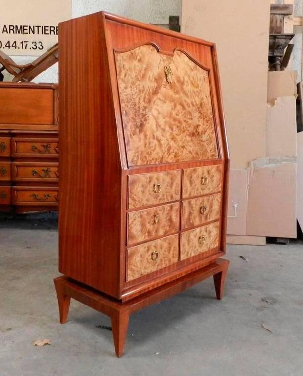 "rene Drouet (attributed To) Secretary Art Deco Period, Mahogany And Thuja Burl Circa 1930-photo-2