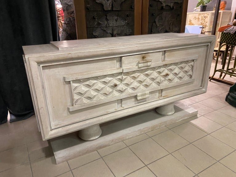 Charles Dudouyt Art Deco Sideboard In Bleached Oak, Circa 1930/1940-photo-4