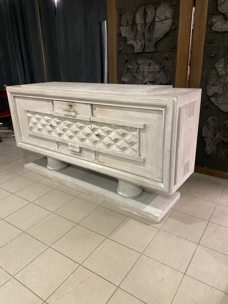 Charles Dudouyt Art Deco Sideboard In Bleached Oak, Circa 1930/1940-photo-3