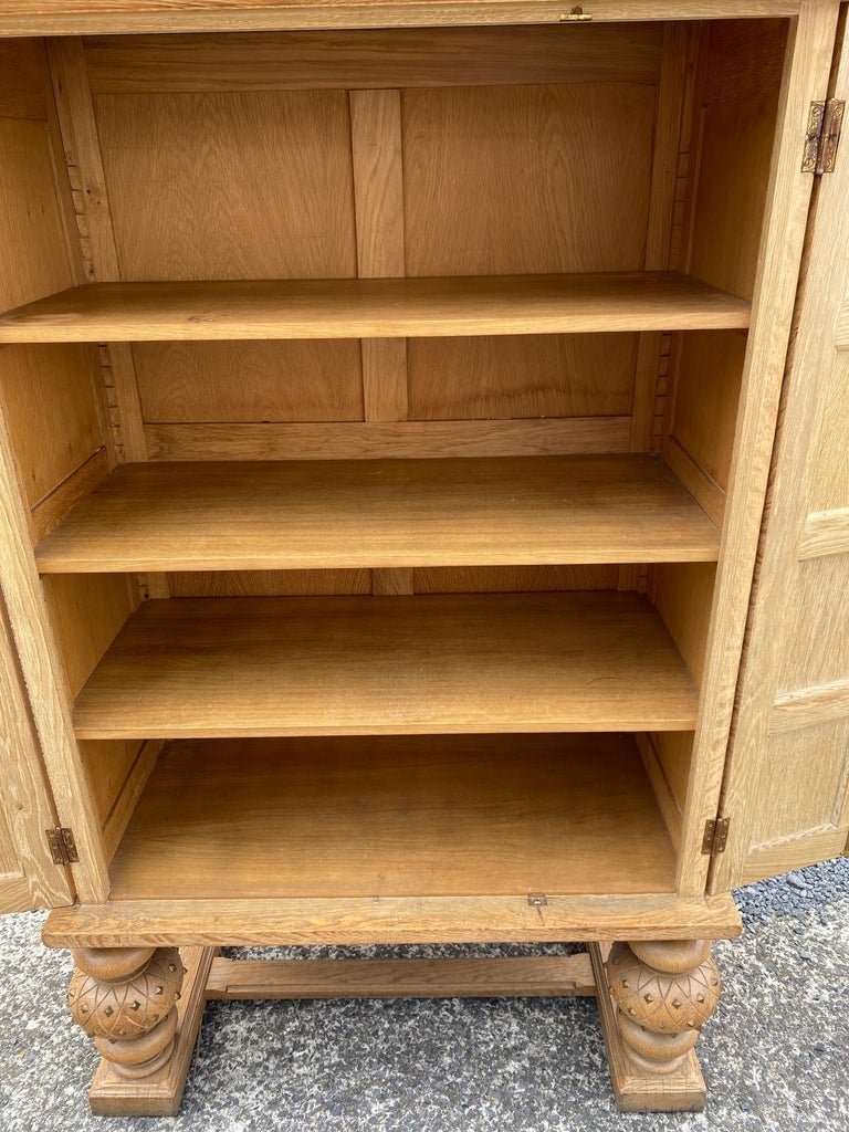 - Art Deco Cabinet In Oak And Leather, Neoclassical Style Circa 1940/1950-photo-8