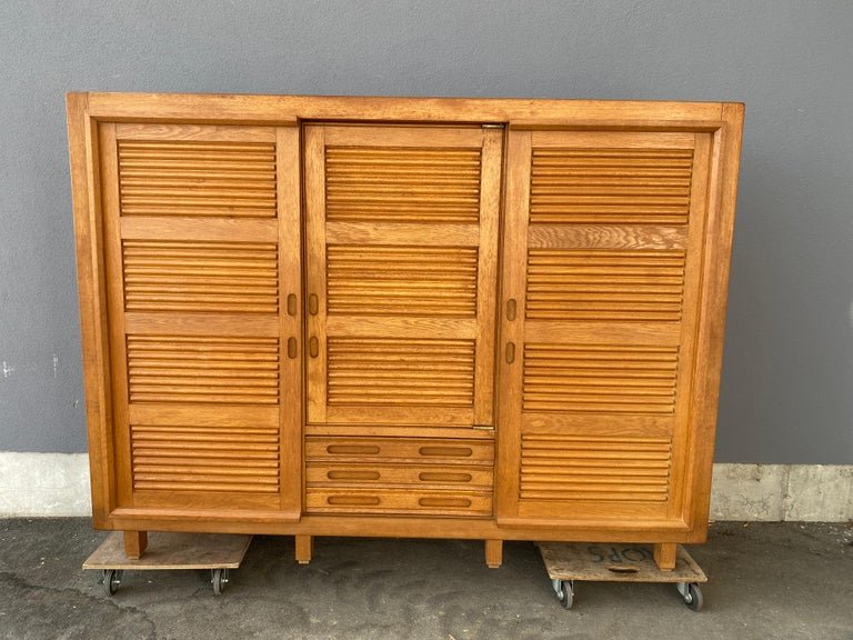 Guillerme Et Chambron, Grande Armoire En Chêne Japonisante,  Edition Votre Maison, Circa 1970-photo-1