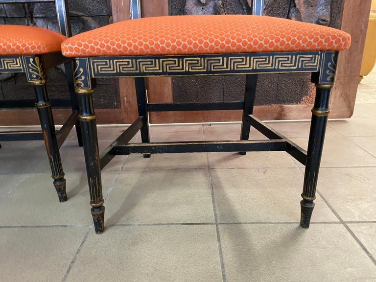 Paire De Chaises Napoléon III , Bois Noirci Et Polychromie ,usures-photo-4