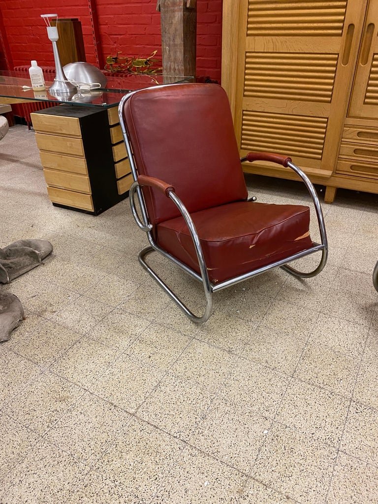 Paire De Fauteuils Art Deco Moderniste Dans Le Gout De Marcel Breuer , Circa 1920/1930-photo-3