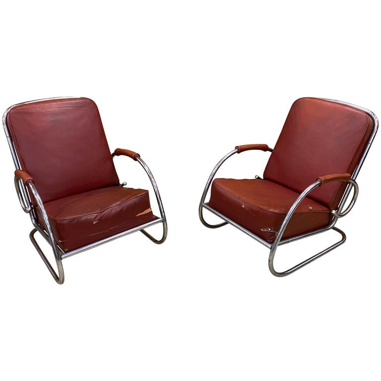 Pair Of Modernist Art Deco Armchairs In The Taste Of Marcel Breuer, Circa 1920/1930