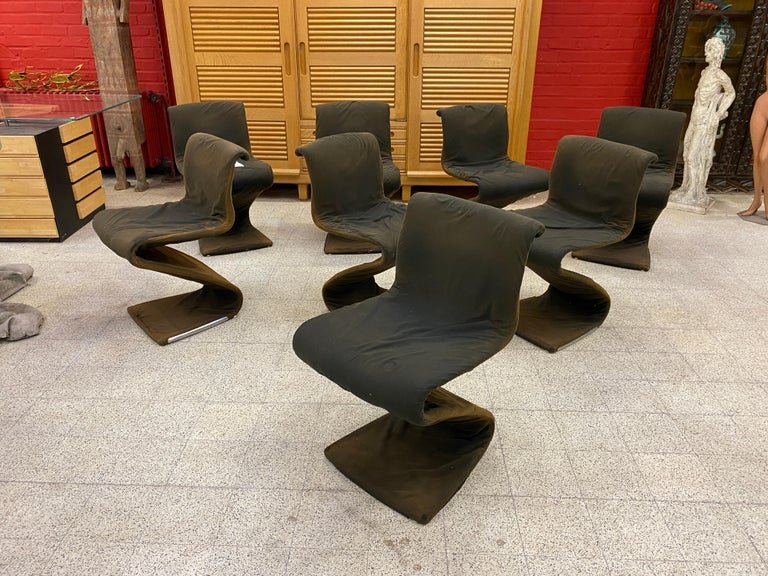 Suite De 8 Chaises  Pop Design Circa 1970-photo-1