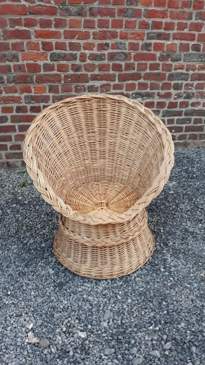 Two Rattan Armchairs, Circa 1960-photo-3