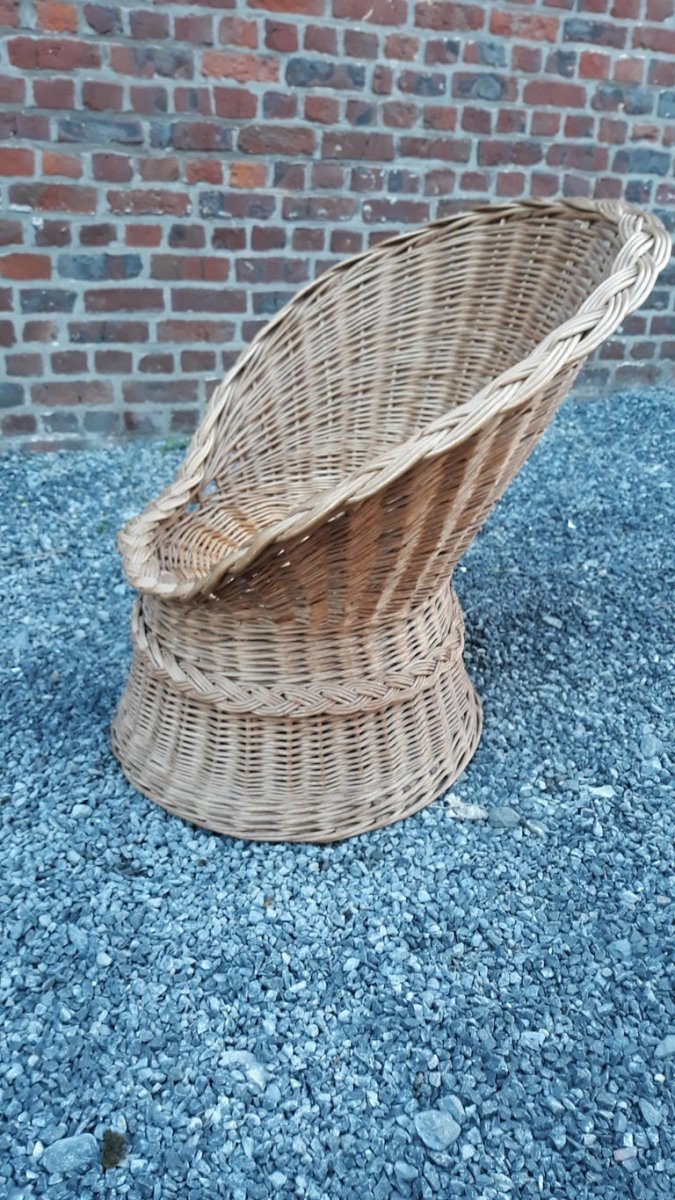 Two Rattan Armchairs, Circa 1960-photo-3