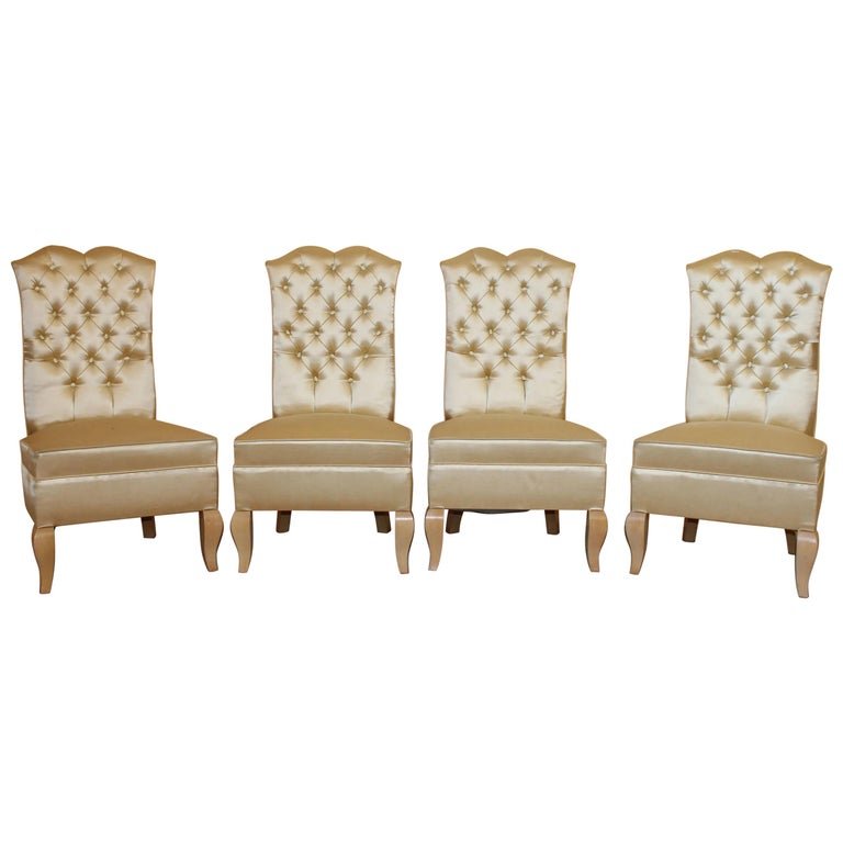 4 Art Deco Armchairs In Sycamore And Satin, Circa 1940/1950