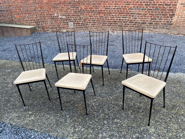 6 Lacquered Metal Chairs, Reconstruction Period Circa 1950/1960-photo-3
