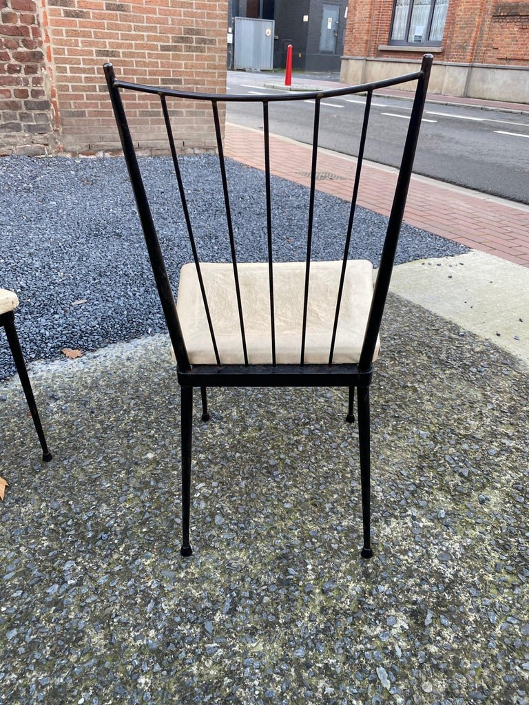 6 Lacquered Metal Chairs, Reconstruction Period Circa 1950/1960-photo-5