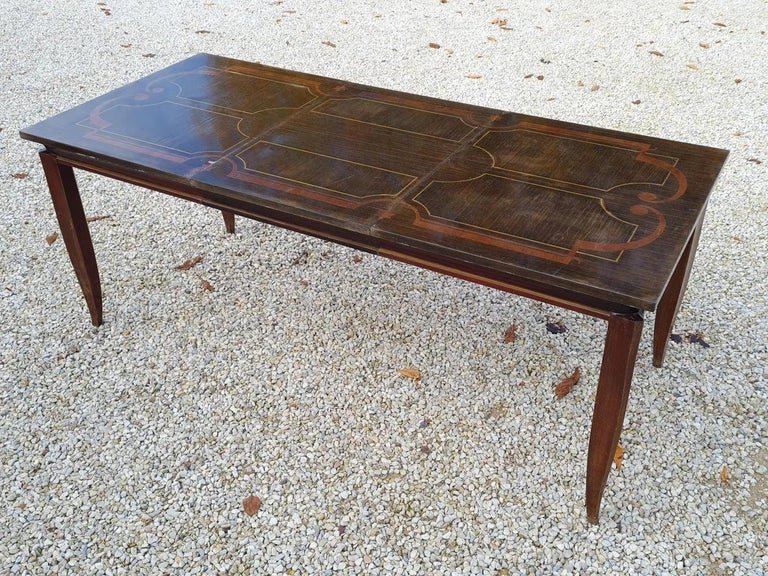 Rare Table Art Deco En Palissandre Et Marqueterie Néo Classique Circa 1940-photo-4