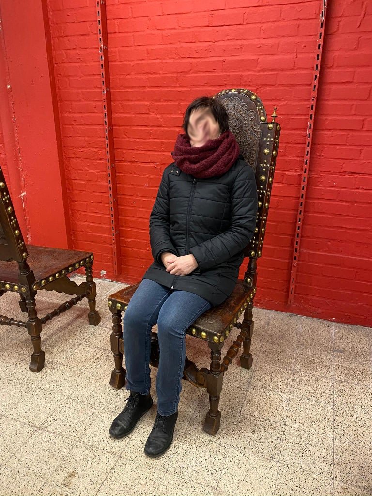 3 Grandes Chaises En Cuir De Cordoue , Espagne XIX Eme, Provenance Chateau  Centre De La France-photo-8