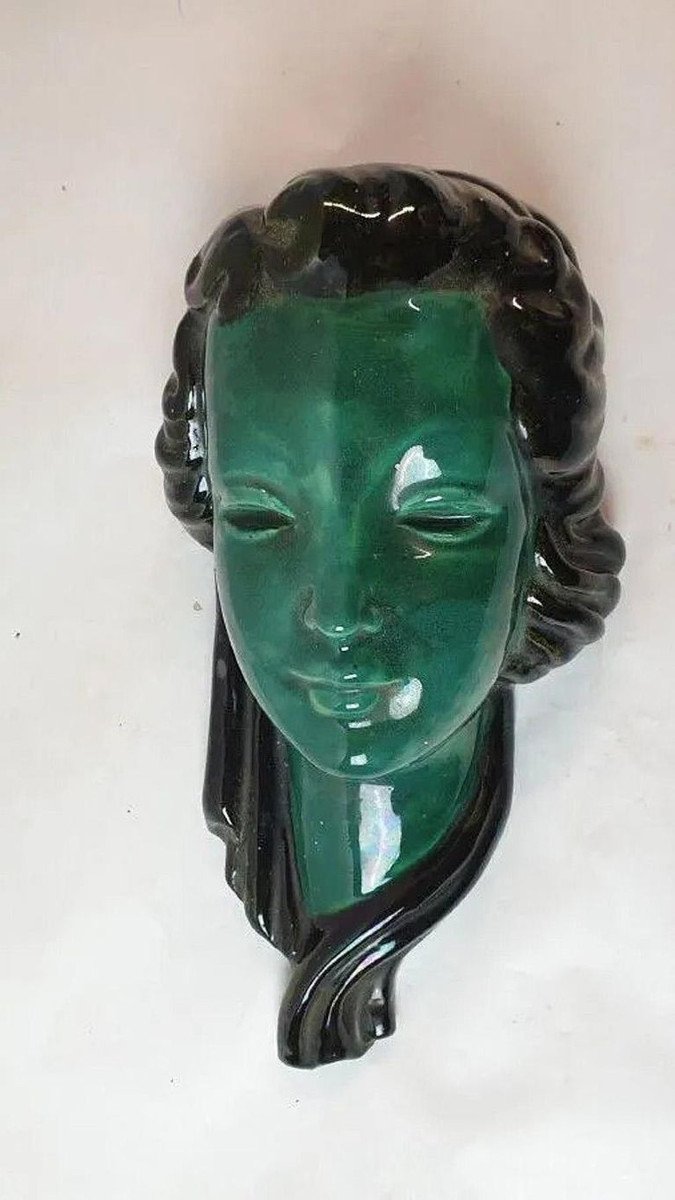 Masque en ceramique circa 1950-photo-2