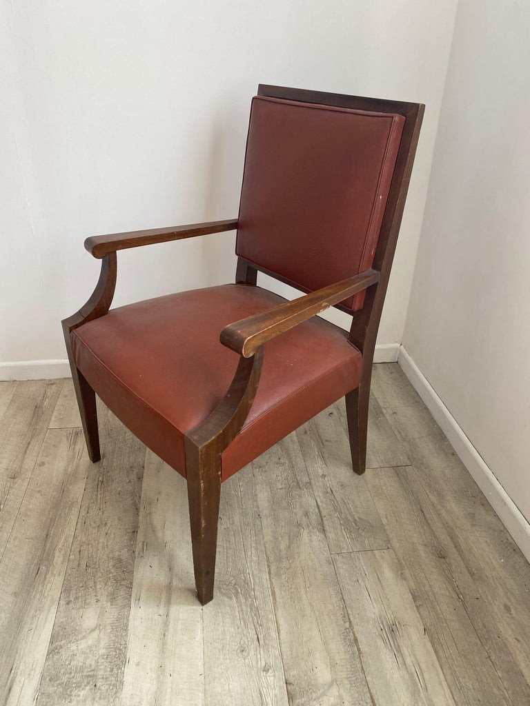Art Deco Mahogany Office Chair In The Style Of André Arbus, Circa 1930/1940-photo-3