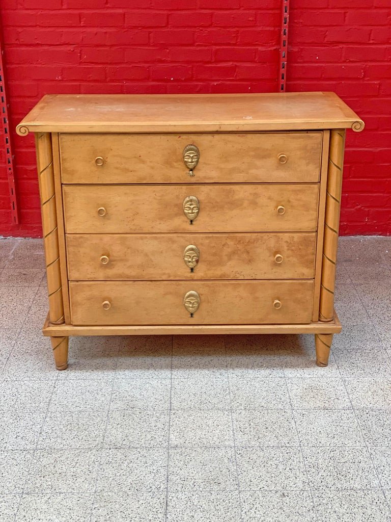 Commode Art Deco En Erable Et Erable Moucheté Circa 1940/1950-photo-4