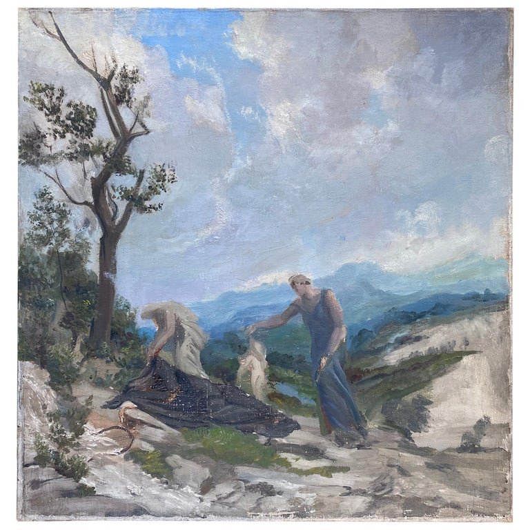 Alfons Verheyen, (1903-1990) "the Death Of The Poet", Oil On Canvas Circa 1940-photo-2
