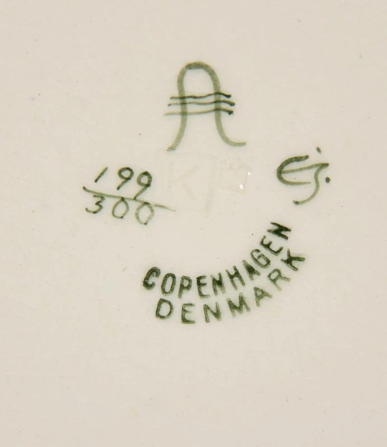  Berthe Jessen (BJ) Aluminia Copenhagen. grand plat en céramique -photo-2