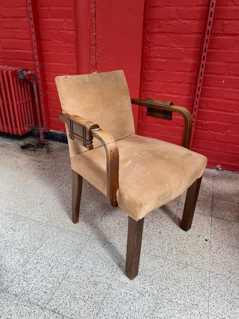 Charles Dudouyt (1885-1946) Paire De  Fauteuils Bridges Art Deco Circa 1935-photo-4