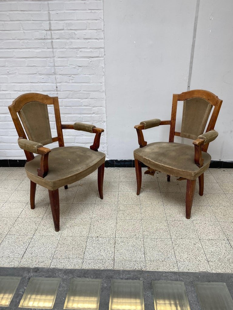 Baptistin Spade, Pair Of Art Deco Armchairs, Circa 1930/1940-photo-4