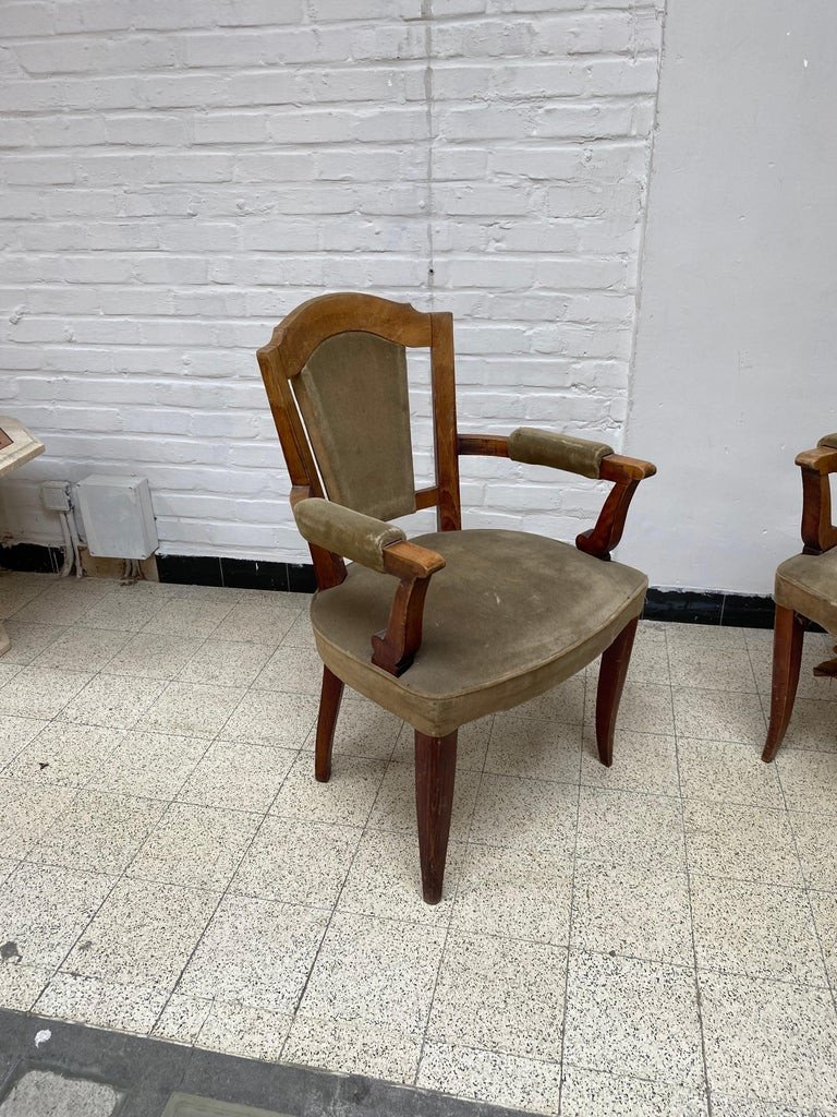 Baptistin Spade, Pair Of Art Deco Armchairs, Circa 1930/1940-photo-2