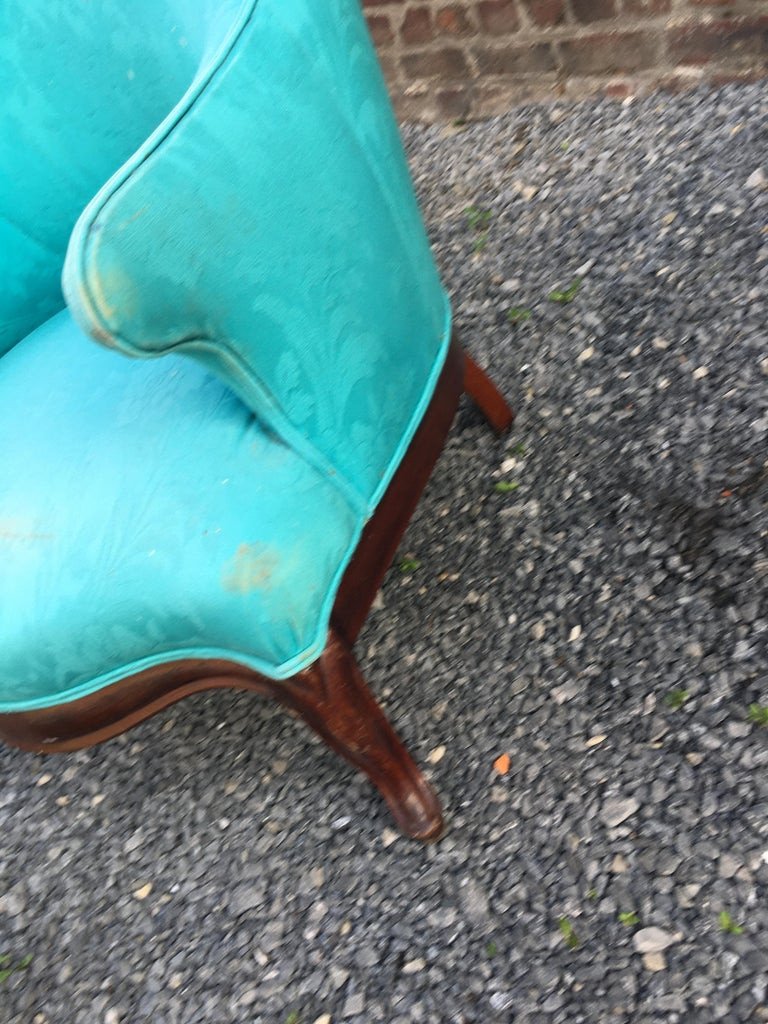 Fauteuil Louis Philippe Et Son Repose Pied Circa 1950-photo-3