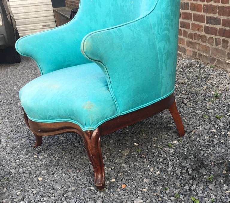 Fauteuil Louis Philippe Et Son Repose Pied Circa 1950-photo-4