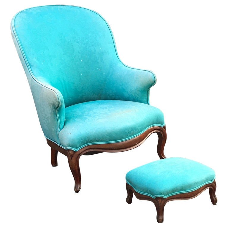 Fauteuil Louis Philippe Et Son Repose Pied Circa 1950