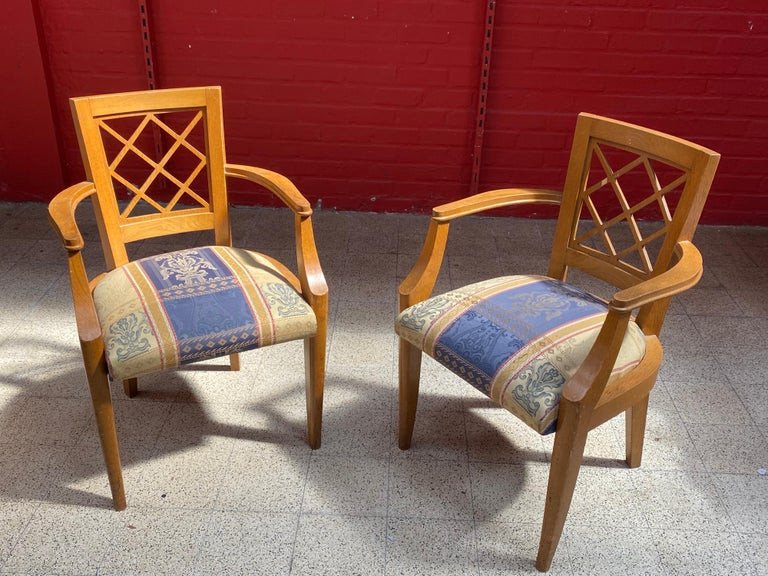 Deux Fauteuils Art Deco En Chene Circa 1940 Monogrammé-photo-7