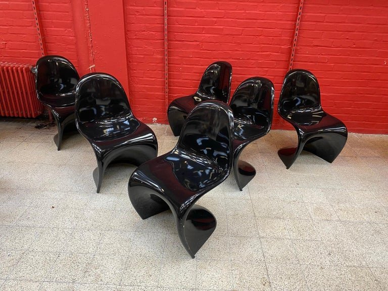 Verner Panton "panton Chair" 6 Original Chairs Edition Herman Miller Circa 1960-photo-2