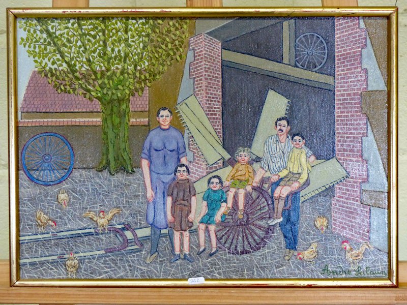  André Salaün ( 1921-2005 )  Famille Salaün  Huile Sur Toile Circa 1970-photo-3