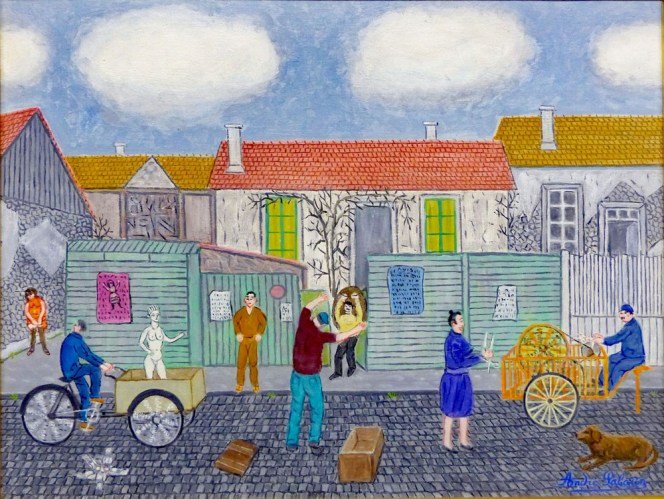 André Salaùn (1921-2005) "Rémouleur rue st thomas" huile sur toile circa 1970