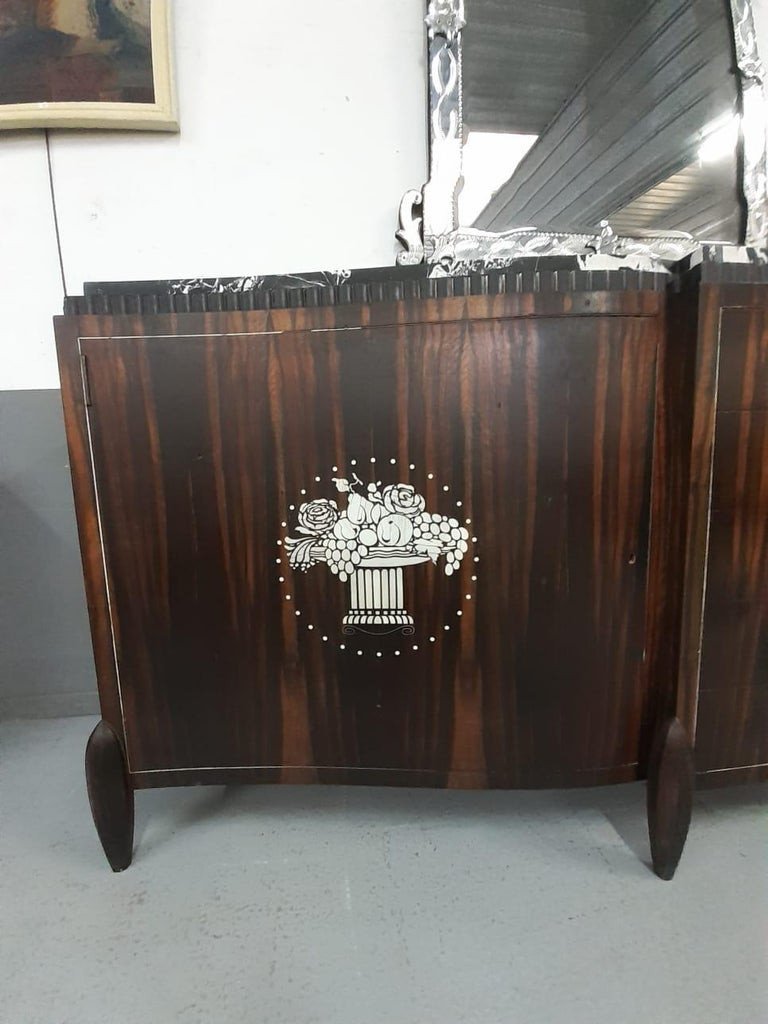   Enfilade Art Deco En ébène De Macassar , Marbre Et Ivoire Circa 1925-photo-6