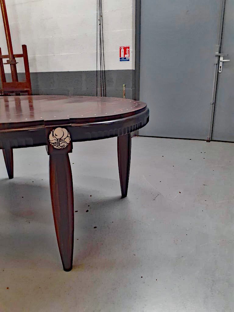 Exceptional Art Deco Table In Macassar Ebony, And Ivory Circa 1925-photo-1